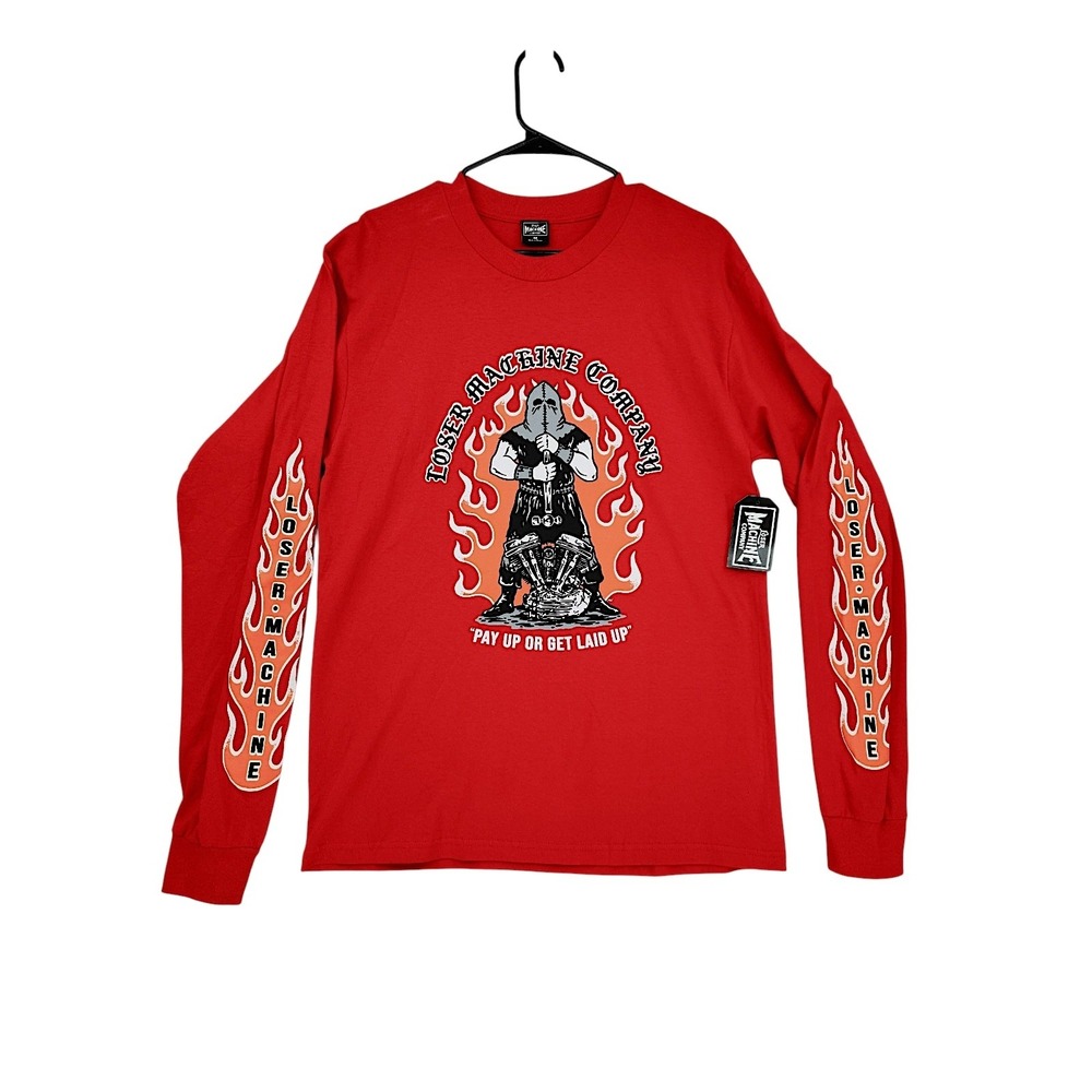 Loser Machine Executioner T Shirt M Long Sleeve Red Flame Graphic Streetwear NEW